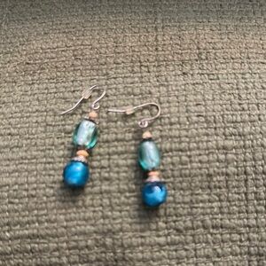Blue and Green Beaded Earrings